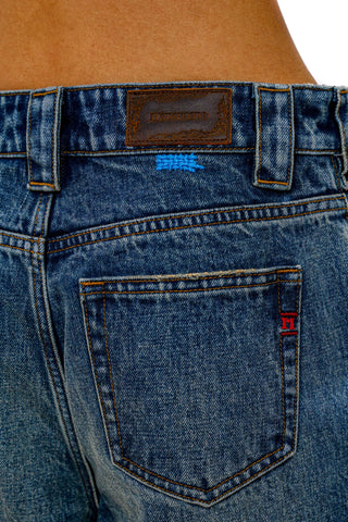 [Moromoro2] Distressed Patch Cropped Jeans