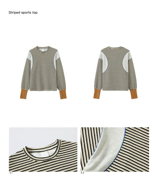 [CONP] Striped Spliced Long-sleeve T-shirt