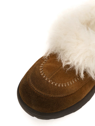 [Moromoro2] Suede Fur-Lined Platform Mules