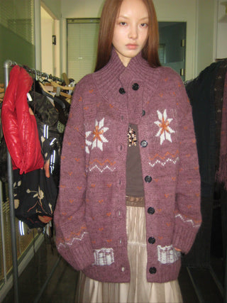[NeverSeez] Fair Isle Wool Blend Cardigan