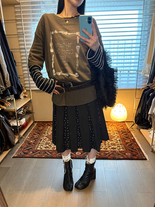 [NeverSeez] Crescent Polka Dot Pleated Skirt