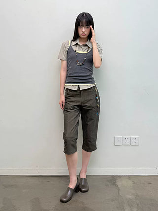 [NeverSeez] Pleated Short-Sleeve Shirt