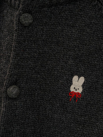 [Moromoro2] Rabbit Embroidered Contrast  Knit