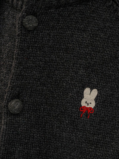 [Moromoro2] Rabbit Embroidered Contrast  Knit