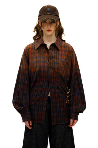 [Moromoro2] Plaid Gradient Cotton Shirt