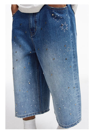 [CONP] Star Washed Crop Denim Pants