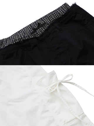 [Moromoro2] Faux Two-piece Waist Cropped  Pants