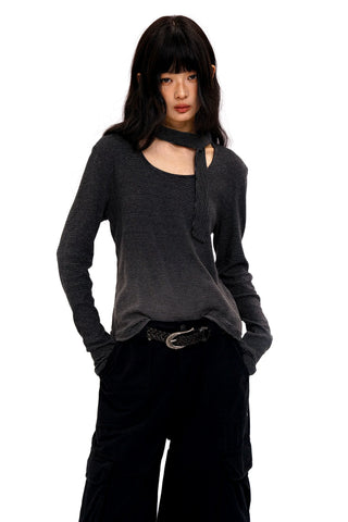 [Moromoro2] Gradient Striped Thumb Hole  T-shirt