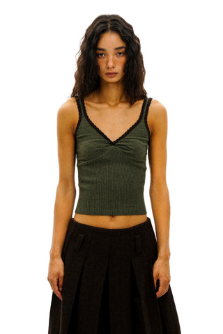 [Moromoro2] Lace Trim V-Neck Cami Top