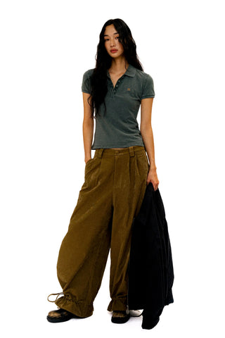 [Moromoro2] Velvet Pleated Wide-leg Pants