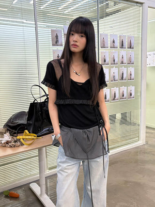 [NeverSeez] Layered Lace T-shirt