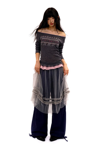 [Moromoro2] Fair Isle Faux Two-piece Top