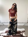 Ripped washed wide-leg jeans