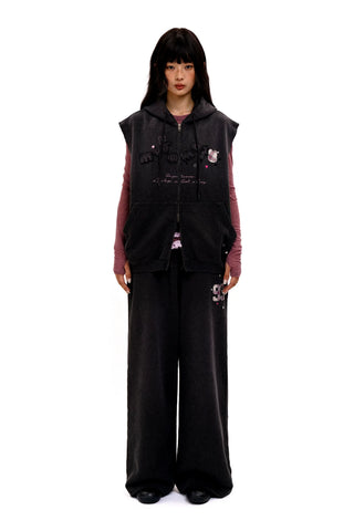 [Moromoro2] Distressed Star Applique  Sweatpants