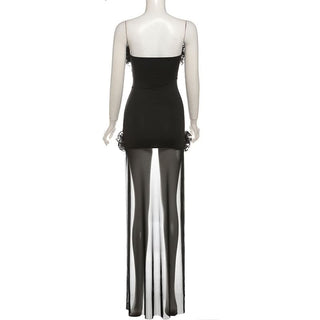 Ruffle mesh corset lace up mini dress