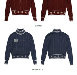 [Moromoro2] Star Ribbed Cable Knit Cardigan