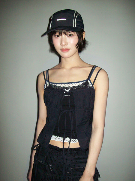 [moromoro2] Bow Lace Fake Layered Cami Top