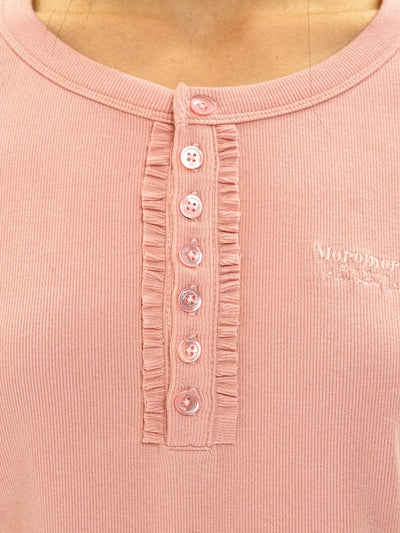 [Moromoro2] Soft Ribbed Lace Trim Long Sleeve  Top