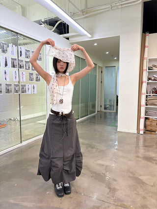 [NeverSeez] Ribbed Button-Front Cami Top