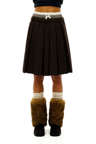 [Moromoro2] Faux Spliced Pleated Skirt