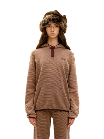 [Moromoro2] Hemp Stripe Fleece Hooded Set