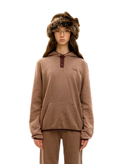[Moromoro2] Hemp Stripe Fleece Hooded Set