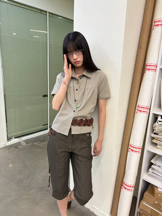 [NeverSeez] Pleated Short-Sleeve Shirt