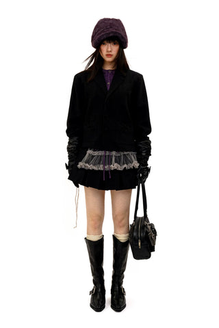 [Moromoro2] Bow Tie Pocket Short Suit  Jacket