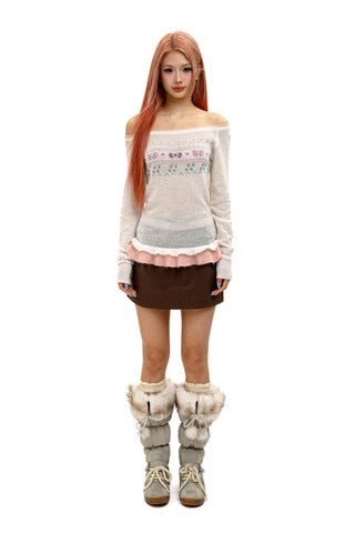 [Moromoro2] Fair Isle Faux Two-piece Top