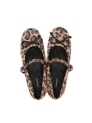 [moromoro2] Satin Leopard Ballet Flats