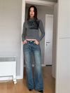 retro washed slim straight low-waist jeans