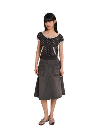 [moromoro2] Ribbed Zip-Up Short Sleeve