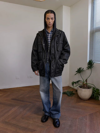 [NeverSeez] Distressed Waxed Workwear Jacket