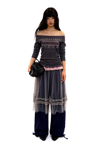 [Moromoro2] Fair Isle Faux Two-piece Top