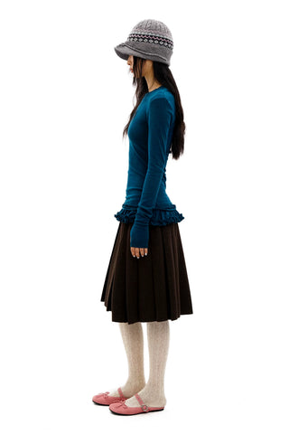 [Moromoro2] Double-layer Lace Hem T-shirt