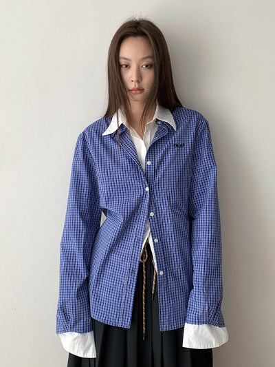 Retro Blue Plaid Loose Shirt