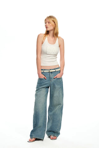 [NOTAWEAR] Patch Embroidery Cami Top