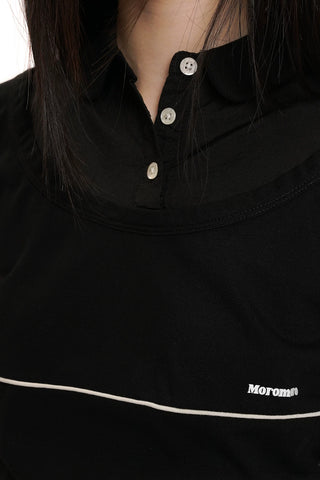[moromoro2] Layered Contrast Panel Polo  T-Shirt