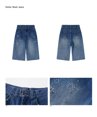 [CONP] Star Washed Crop Denim Pants