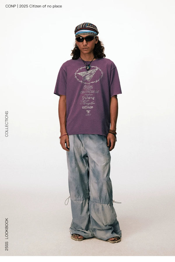 [CONP] Tie-dye Drawstring Parachute Pants