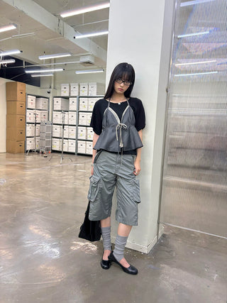 [NeverSeez] Washed Wrinkled Utility Shorts