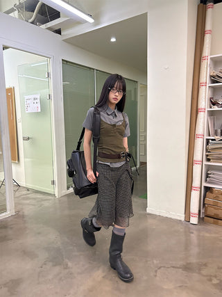 [NeverSeez] Ribbed Button-Front Cami Top