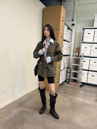 [NeverSeez] Washed Lapel Workwear Jacket