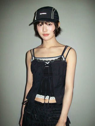 [moromoro2] Bow Lace Fake Layered Cami Top