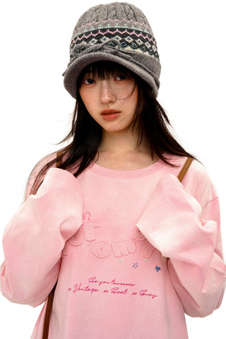[Moromoro2] Rabbit Applique Distressed  T-shirt