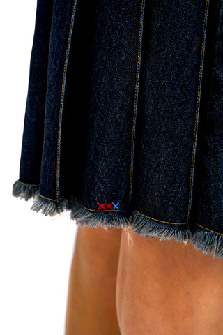 [Moromoro2] Denim Pleated Skirt