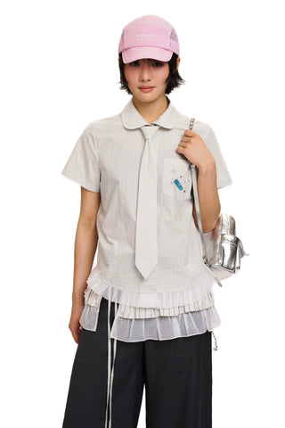 [moromoro2] Plaid Rhinestone Lace Shirt/Skirt  Cover