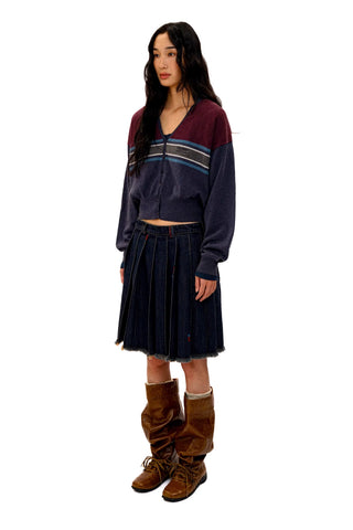 [Moromoro2] Denim Pleated Skirt