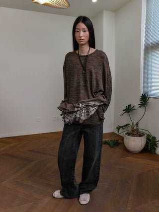 [NeverSeez] Linen Blend Knit Top