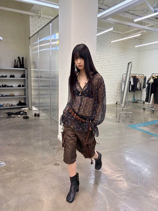 [NeverSeez] Washed Wrinkled Utility Shorts